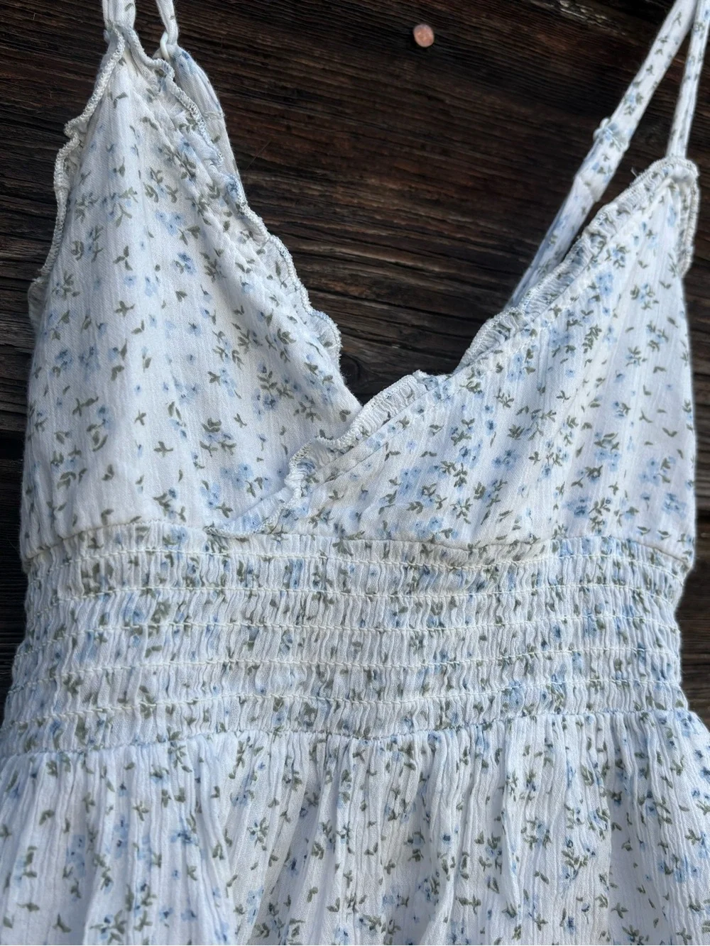H&M White Sundress with Blue Floral Print